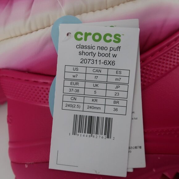Crocs Women's Classic Neo Puff Shorty Boots Candy Pink/Stucco Size 7 NWT - Picture 2 of 9